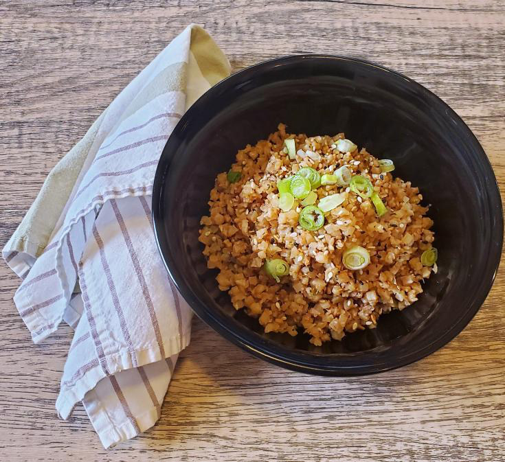 Bowl of sesame cauliflower rice
